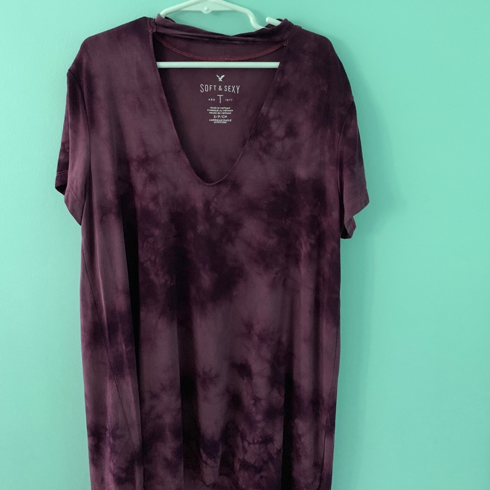 AEO SHORT SLEEVE T-SHIRT WITH CHOKER PURPLE - Picture 4 of 5